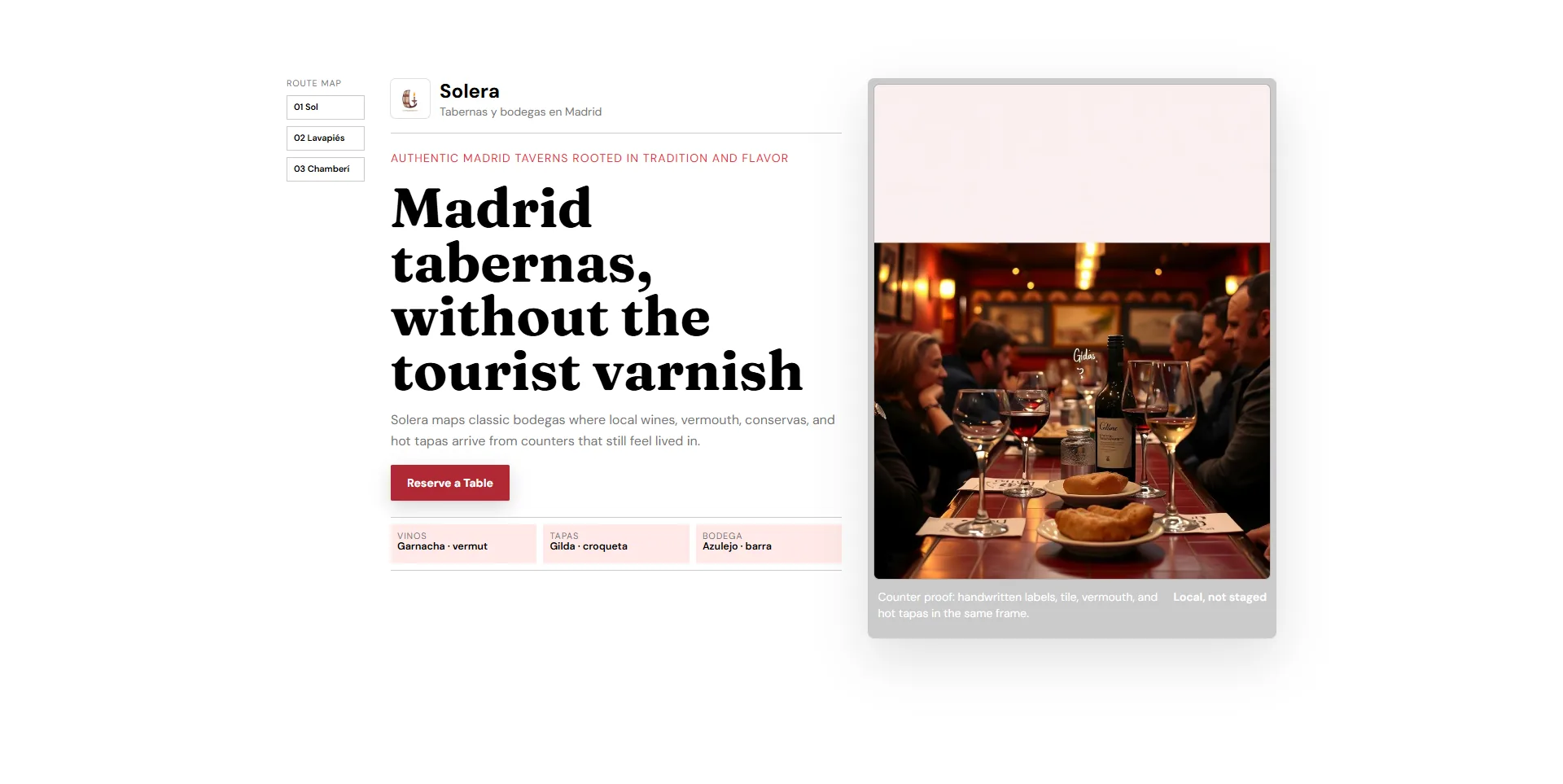 Generated Solera restaurant landing page